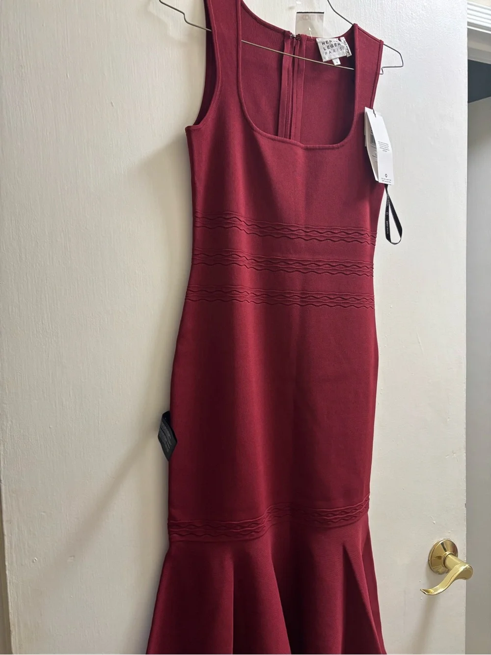 Herve Leger Sleeveless Wine Midi Dress - Picture 5 of 14